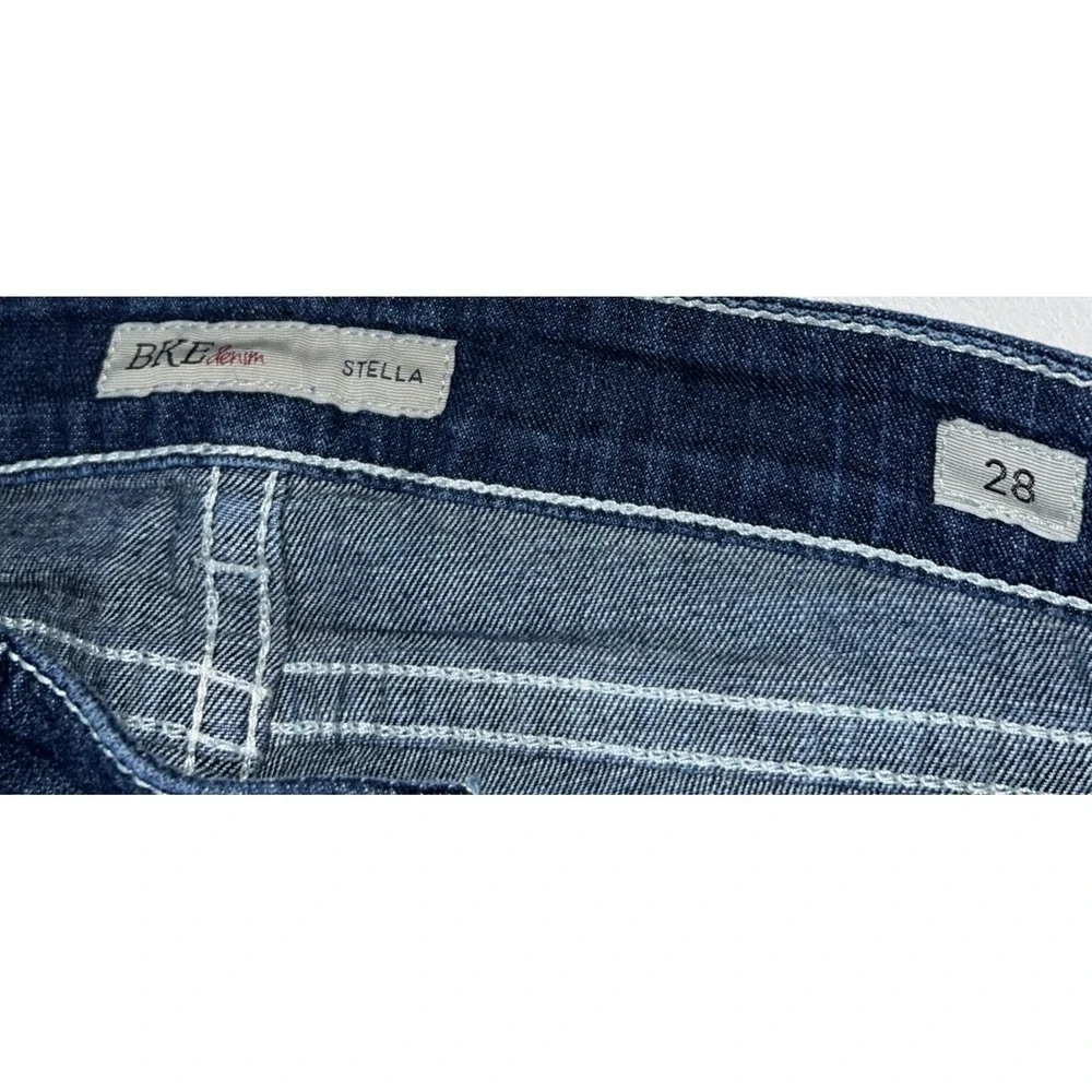 BKE Stella Frayed Raw Hem Distressed‎ Whiskered Jeans Stretch Size 28